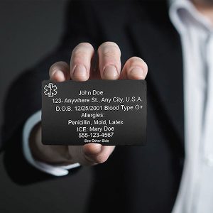 custom black medical id card